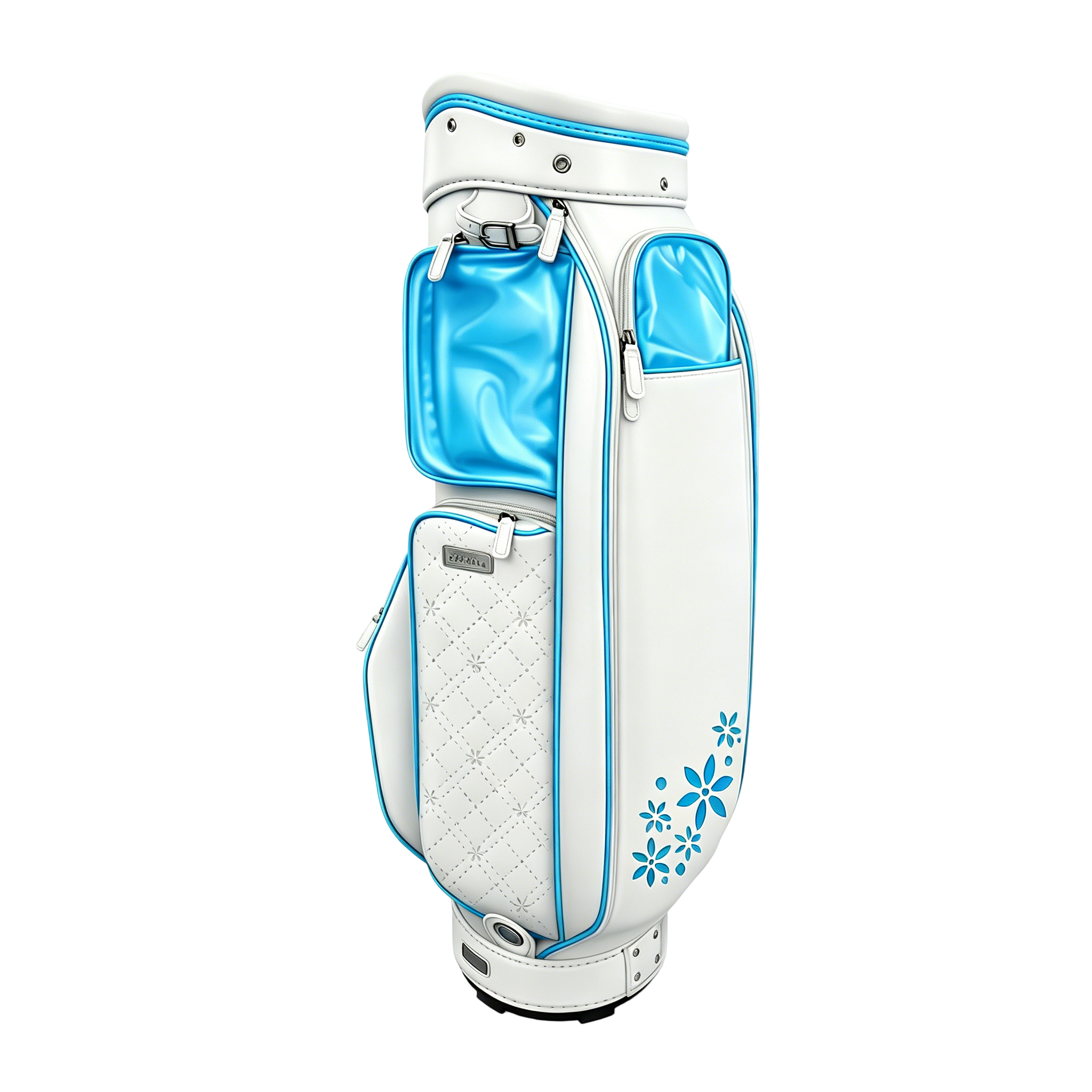 TOPNOTCH Ladies Golf Stand Bag Serene Blue Front View Pockets Detail