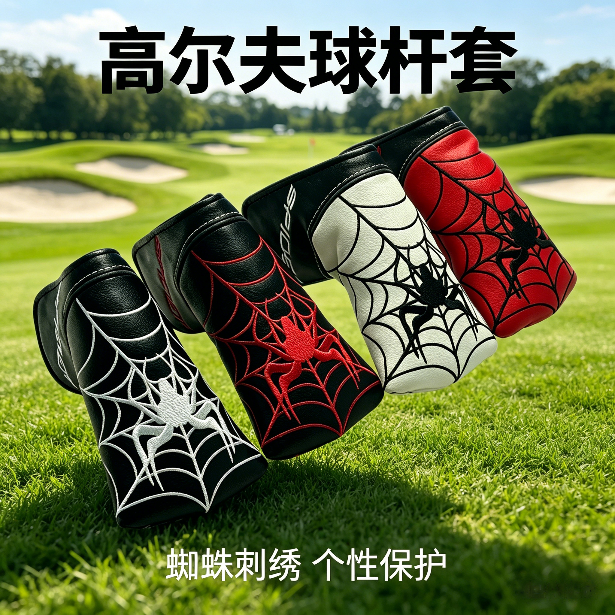 TOPNOTCH Magnetic Putter Headcover Spider Web Embroidery